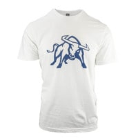 A white shirt with the USU Bull logo in blue on the front.